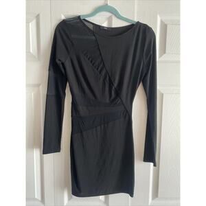 Fora‎ Women's XS Black Bodycon Mesh Longsleeve Dress Going Out